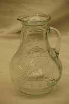 Old Vintage Clear Pitcher Embossed Ship Design Kitchen Tool Decor Unknow... - $16.82