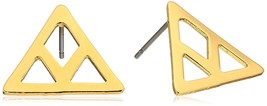 Juego De ECRU metal Chapado en Oro Recortado Chevron Pendientes Nwt - $5.09