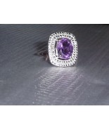 Purple Amethyst Oval Solitaire &amp; Diamond Ring, Sterling Silver, Size 7, ... - $48.02 CAD