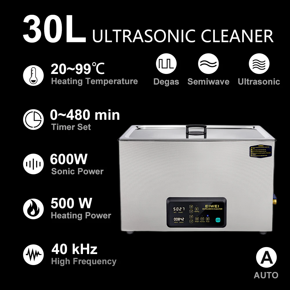 EIWEI 30L Ultrasonic Cleaner Auto BUTTON START Stainless Steel Portable ... - $1,229.31
