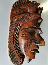 Hand Carved Wood Inca Maya Aztec Warrior Wooden Mask Two Birds Life Death 10&quot; - £36.99 GBP