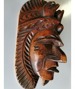 Hand Carved Wood Inca Maya Aztec Warrior Wooden Mask Two Birds Life Deat... - €40,28 EUR