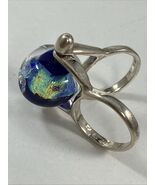 Sterling Silver 925 Dichroic Glass Fidget Size 7 Ring Hallmarked Bulls H... - $1,589.22 MXN