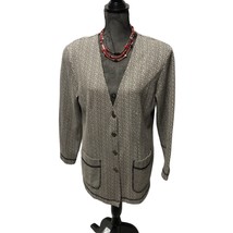 Camelia Cardigan Womens Size Large Black White Knit Button Up Jacket Vin... - $21.55