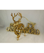 GOLD GLITTERED CHRISTMAS TREE ORNAMENTS signs aprox. 3.5Tall Deer 7&quot; tal... - £10.89 GBP