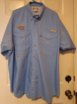 Columbia PFG  Shirt Mens XL Blue SS Fishing Vented CCA Texas Star Academ... - $15.52