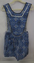 Vtg Sytle Blue Black Handkerchief Print 1950&#39;s Bib Pinafore Dress Apron - $25.00