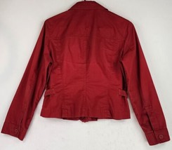 Liz Claiborne Petite Jacket Womens Small Red Distressed Worn Y2K Shacket - £24.85 GBP