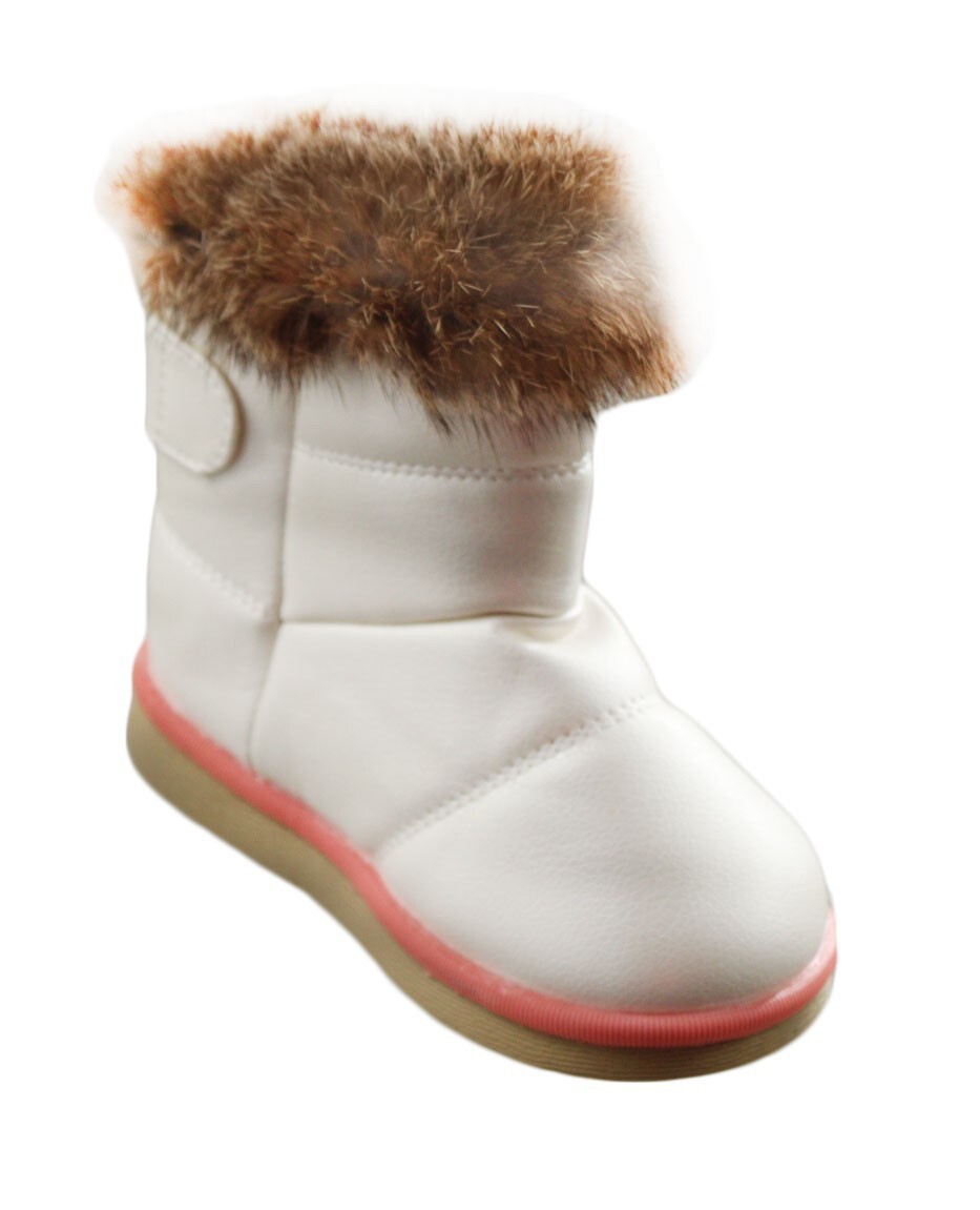 Toddler Boots Comfy Faux Fur Lined Bootie Size 26 (9.5) Beige/Coral - $13.85
