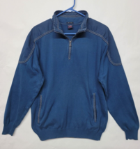 Paul &amp; Shark Yachting Pullover Sweater Mens L 1/4 Zip Blue Cotton Italy ... - $66.01