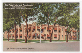 Plaza Hotel & Apartments Thermopolis Wyoming 1941 linen postcard - $5.94