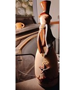 Pier One Ceramic Snowman 13-1/2&quot; Tan Blue Scarf Holding Star Modern Clas... - $41.13