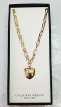 Christian Siriano New York Necklace W Heart Pendant Cutout Stars Gold Tone New - £28.63 GBP