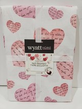 Wyatt Home Valentines Day Script Pink Hearts Fabric Tablecloth Decor ALL... - £23.79 GBP+