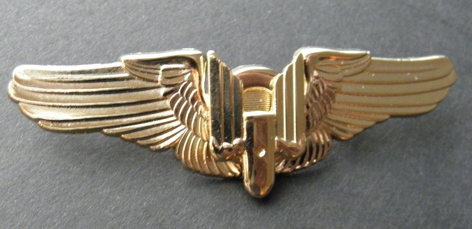 AERIAL GUNNER USAF AIR FORCE JUMP GOLD COLORED WINGS JACKET PIN BADGE 3 INCHES - £5.98 GBP