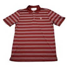 Nike Golf Shirt Mens S Red Short Sleeve Collar Button Stripe Logo Polyester Polo - £18.01 GBP