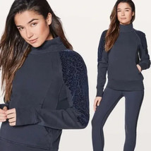 Lululemon Floral Flock Midnight Pullover Sweatshirt High-neck Cut Velvet... - $39.59
