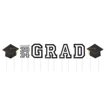 Graduation 2024 Black &amp; White Staked Yard Signs, 7 Pieces, by Way To Cel... - £15.64 GBP