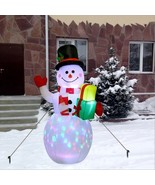Christmas Inflatables Snowman Decor with Gift Box Built-in LED Lights  -... - £27.51 GBP