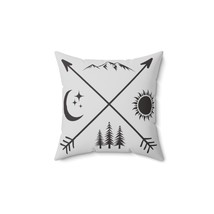 Bohemian Chic Faux Suede Square Pillow, Nature Symbol Print, Home Decor for Boho - £24.44 GBP+