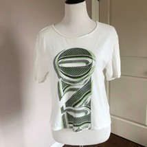 EUC ACNE White 100% Cotton Graphic Cropped T-shirt SZ XS - $58.41