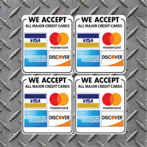 4 WE ACCEPT Visa Mastercard Discover American Express Vinyl Decals - FRE... - $6.88
