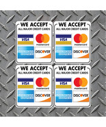 4 WE ACCEPT Visa Mastercard Discover American Express Vinyl Decals - FRE... - $6.88