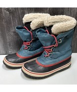 Sorel Winter Snow Boots Woman Size 7 Waterproof Carnival Turquoise Blue Red - £60.72 GBP