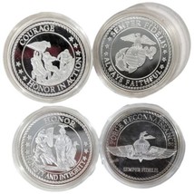 United States Marines Corps American Mint Silver Plate Coin NO COA Courage 4 - £118.69 GBP