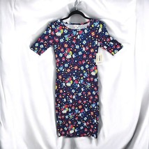 LuLaRoe Julia Dress Womans XXS Blue Pencil Bodycon Stretch Bright Floral Pattern - $16.82