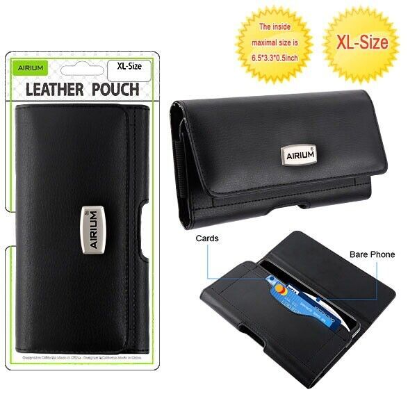 For Lg Stylo 4 / 4 Plus - Black Horizontal Leather Pouch Case Belt Clip Holster - £15.17 GBP