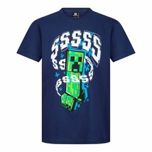 Minecraft Creeper ssssh Kids Navy T-Shirt 100% Cotton Official Age 5-6 Years - £9.78 GBP