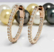 2Ct Round Cut Simulated Moissanite Huggie Hoop Earrings 14K Rose Gold Plated - £39.04 GBP