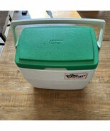 Vtg 1980 Oscar by Coleman Lunchbox Cooler with Locking Handle White w Gr... - $41.75 CAD