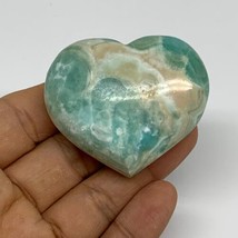 74.2g, 1.8&quot;x2.1&quot;x0.9&quot; Pistachio Calcite Heart Gemstones @Afghanistan,B33670 - £19.45 GBP