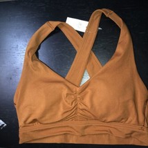 NWT Offline by Aerie Sports Bra SZ Small Criss Cross Back Removable Pads Brown - £11.09 GBP