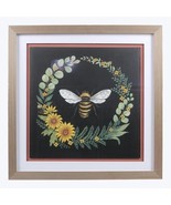 Wood Frame Queen Bee Printed on Black Canvas Wall Art Under Glass - $84.03