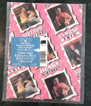 Vtg AGC Beefcake Birthday Gift Wrap Gag Hunk Man Wrapping Paper Muscle Guy Pink - £15.56 GBP