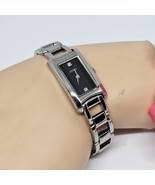 Guess Silver Tone Rectangle Black Face Link Bracelet Band Watch New Battery - $22.95