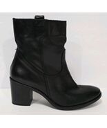 Charles David BLACK LEATHER Ankle Boot Pull-On Chelsie Booties Italy Wom... - $84.51 CAD