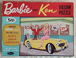 Vtg 1963 Barbie &amp; Ken Jigsaw Puzzle Car Malt Shop Whitman Mattel 1 Pc Msg - £11.73 GBP