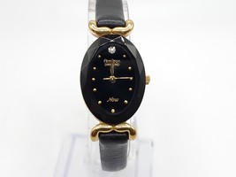 Armitron Diamond Now Black Dial Oval Gold Tone Case Watch New Battery 18mm - $26.99
