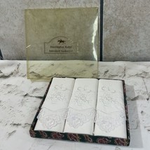 Huntington Ridge Vintage Embroidered Handkerchiefs Lot Of 3 NIP NOS White - £9.47 GBP