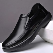 Men&#39;s Leather Shoes 38-47 Head Leather Soft Anti-slip Rubber Loafers Shoes Man C - £48.29 GBP