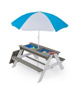 D-road 3-in-1 Kids Outdoor Picnic Table: Sand/Water, Umbrella, Cedar, Gray - $2,135.69 MXN