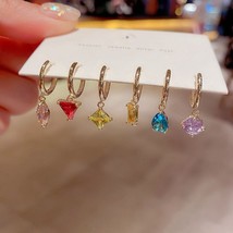 ANENJERY 6 Pieces/set Zircon Fashion Earrings Set for Women Geometric Colorful Z - £15.71 GBP