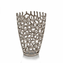 7&quot; X 7&quot; X 13&quot; Silver Aluminum Branch Twig Small Table Vase - £64.14 GBP