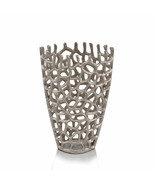 7&quot; X 7&quot; X 13&quot; Silver Aluminum Branch Twig Small Table Vase - £64.62 GBP