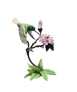 Franklin Mint Hummingbird In Flight Feeding On Purple Passion Flower Fig... - $759.92 MXN