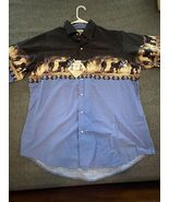 New Men’s Black Blue Horse ELY Cattleman Short Sleeve Pearl Snap Shirt XXL - $640.26 MXN
